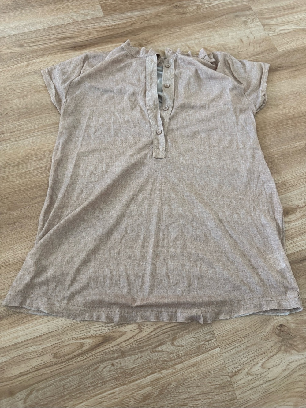 Lady’s Short-Sleeve Henley Tunic - Light Taupe